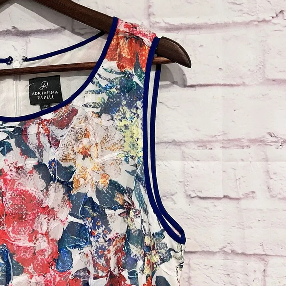 Adrianna Papell Floral Print‎ Asymmetrical Fit & Flare Dress Size 14W Sleeveless - Picture 5 of 12